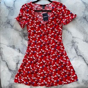 Mini Dress Red White and Blue Flowers